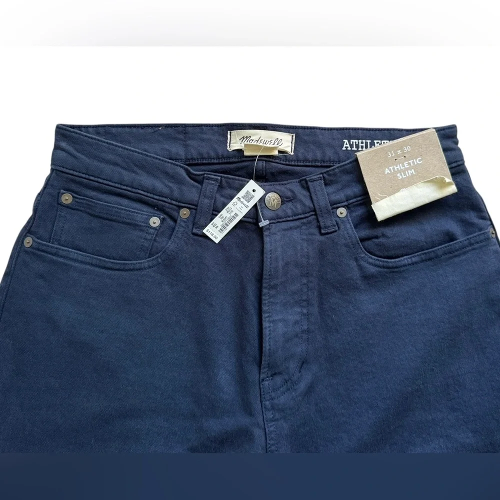 Madewell Athletic Slim Straight Jeans Mens 31x30 Dark Wash Stretch Tapered NWT